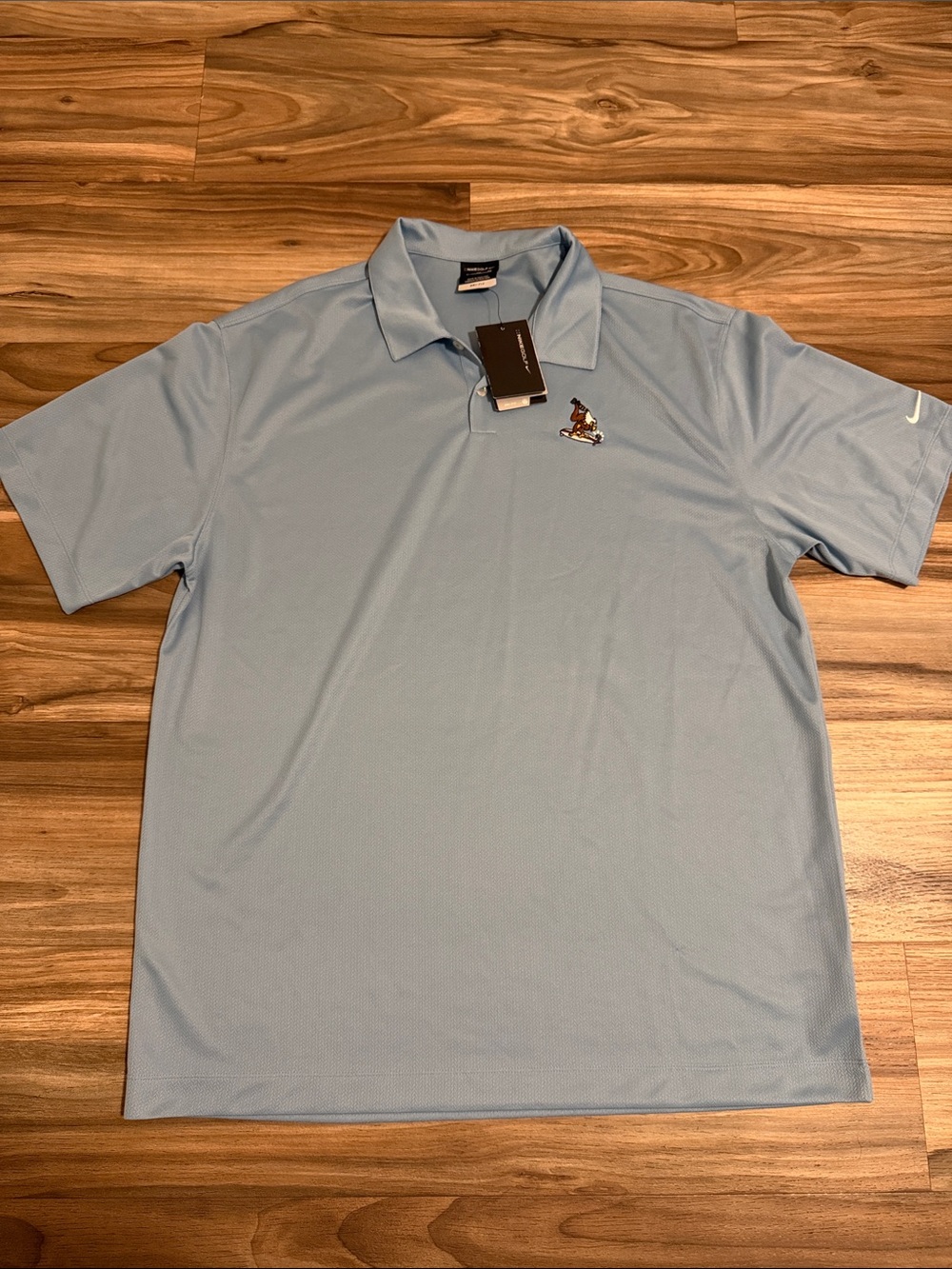 Nike Golf Mens XL Dri-FIT Polo Shirt Blue Surfing Eagle Logo Short Sleeve NWT